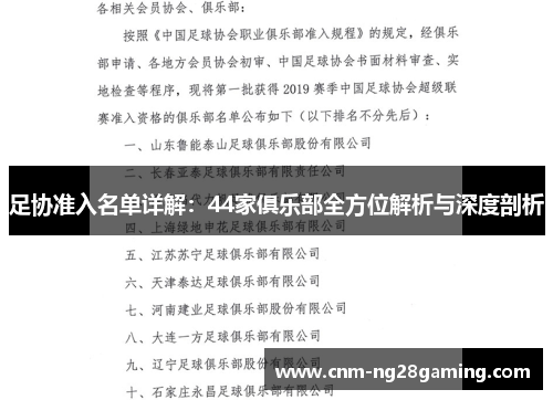 足协准入名单详解：44家俱乐部全方位解析与深度剖析