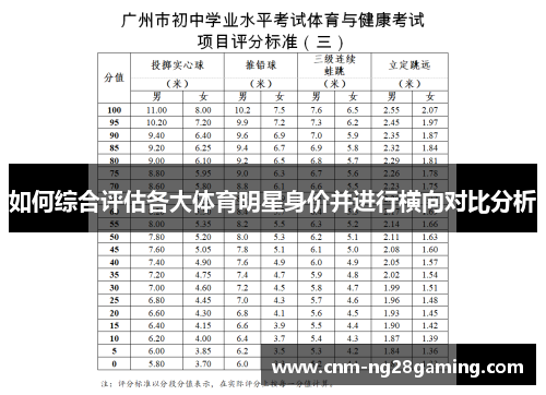 如何综合评估各大体育明星身价并进行横向对比分析 如何综合评估各大体育明星身价并进行横向对比分析